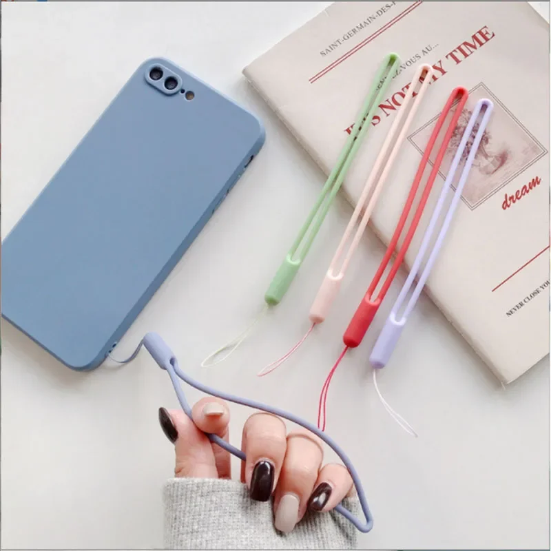 Correias de pulso cordão de mão encantos de silicone para chaves da câmera do telefone móvel cordão bonito chaveiro chaveiro pendurado corda