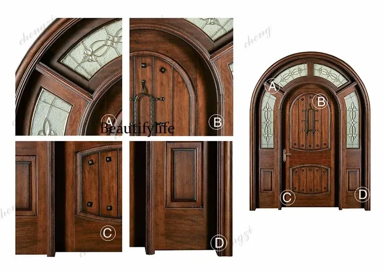TTT Customization Interior Teak Wood Double Door Design Wooden Back Doors With Glass Wooden Glass Panel Doors