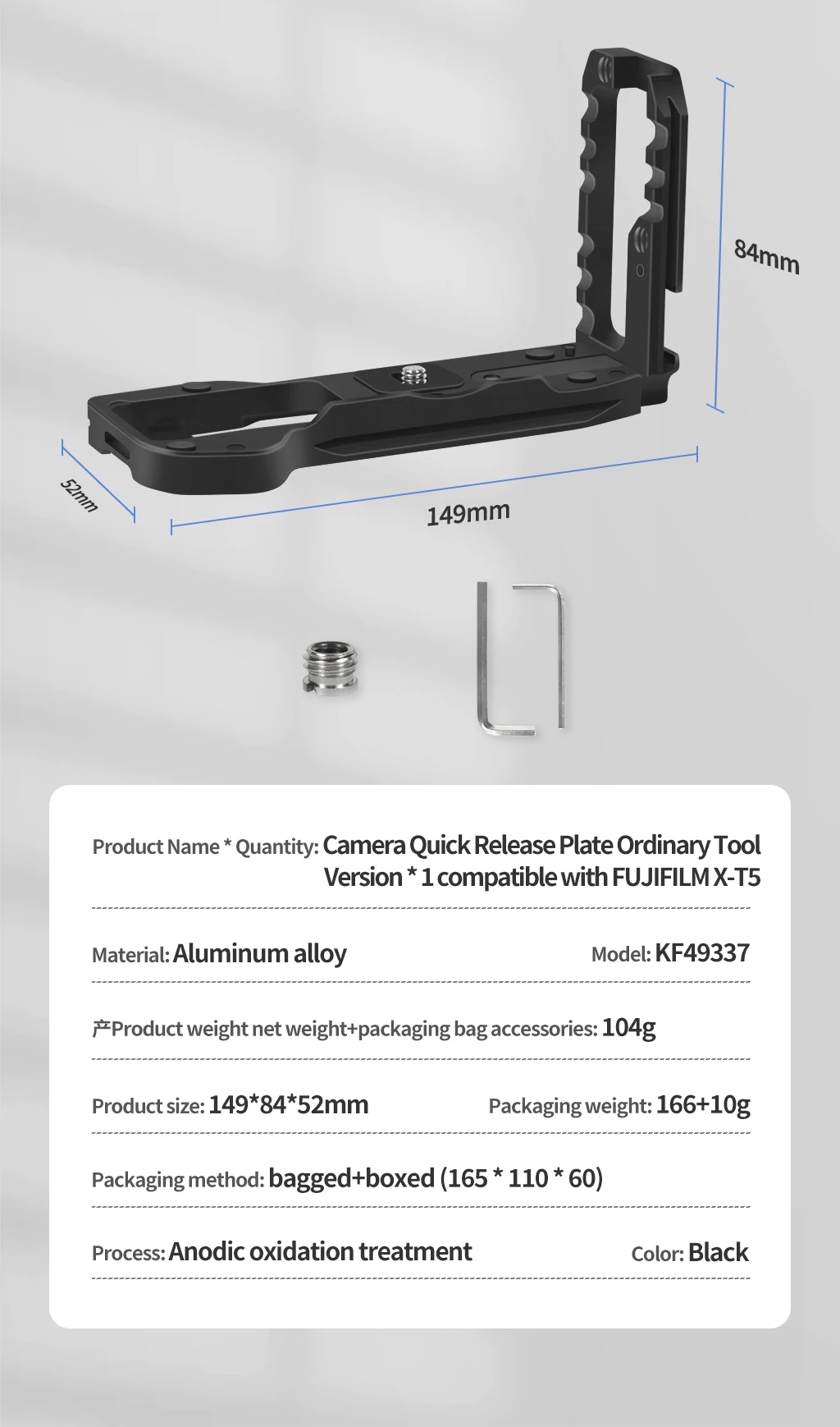 Xt5 schnell verschluss l platte halterung für fujifilm X-T5 kamera stativ arca-typ halter 1/4 kalt schuh horizontal vertikal handgriff – Detail 17
