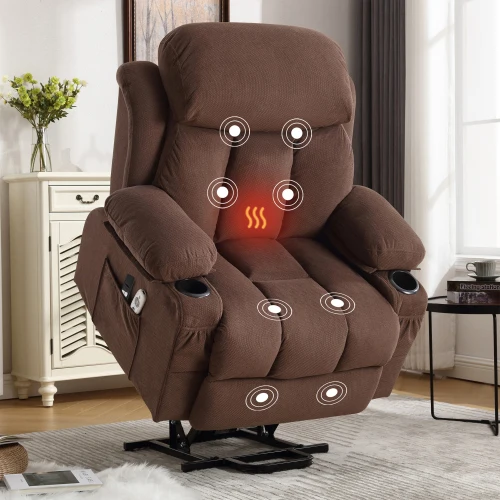 

350LBS Recliner 8 Points Massage+heated Portable Chair Lifts for Elderly With Cup Holder
