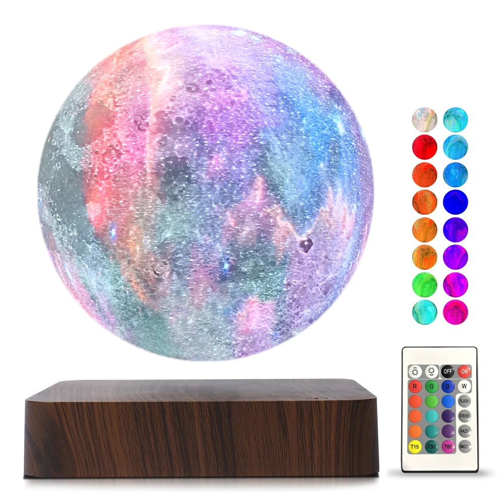 HCNT Magnetic Levitating 16 RGB Colors Galaxy Lamp with Remote Control Birthday Gift Floating Moon Night Light Levitation Decor