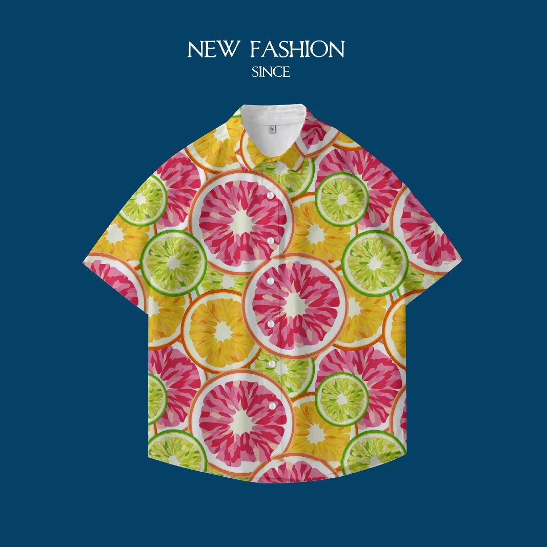 New Hawaiian flower shirt men's short sleeved cross-border 3D printed shirt high-end beach plus size casual jacket