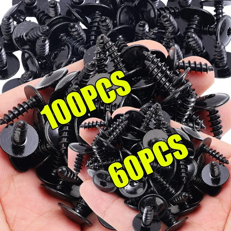 

Винты кузова автомобиля Брызговик N 90974701 Металлический саморез для VW Golf, заклепка, черный крепежный болт, крестообразный саморез Phillips