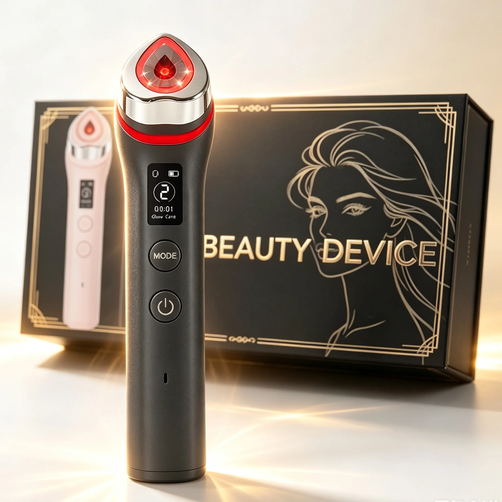 Multi-mode At- Home Electronic Facial Bauty Device With 5-Color Light, Portable Face Skin Massage Tool For Travel Home Use