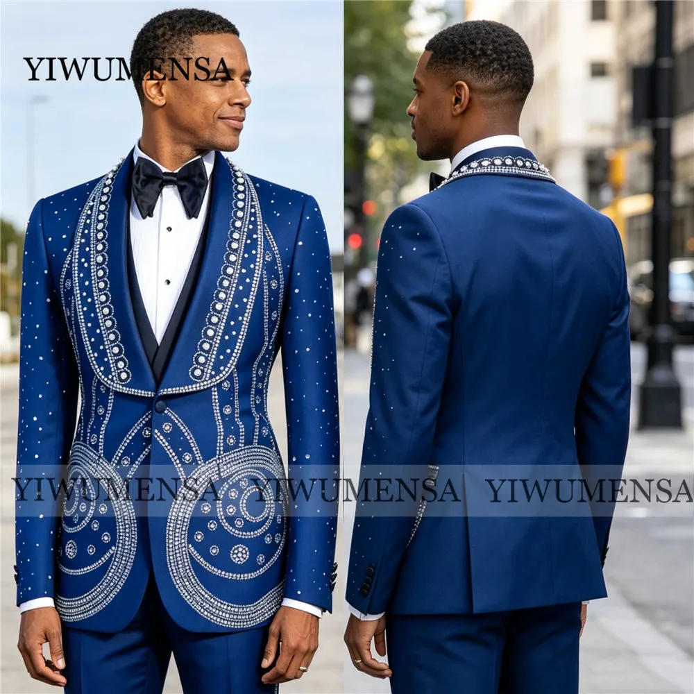 

Элитные мужские костюмы Slim Fit с шалевым воротником, смокинги для жениха, комплект из 2 предметов: пиджак и брюки для свадьбы и выпускного вечера, индивидуальный пошив, Terno Masculino Completo