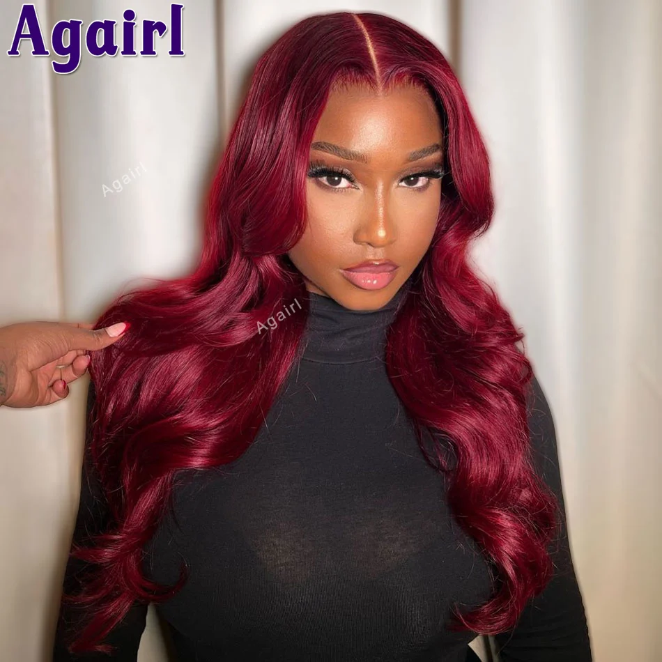 

Ready To Wear 5X5 Body Wave Lace Closure Wigs 99J Red Transparent 13X6 13X4 Lace Frontal Human Hair Wigs Pre Plucked For Women