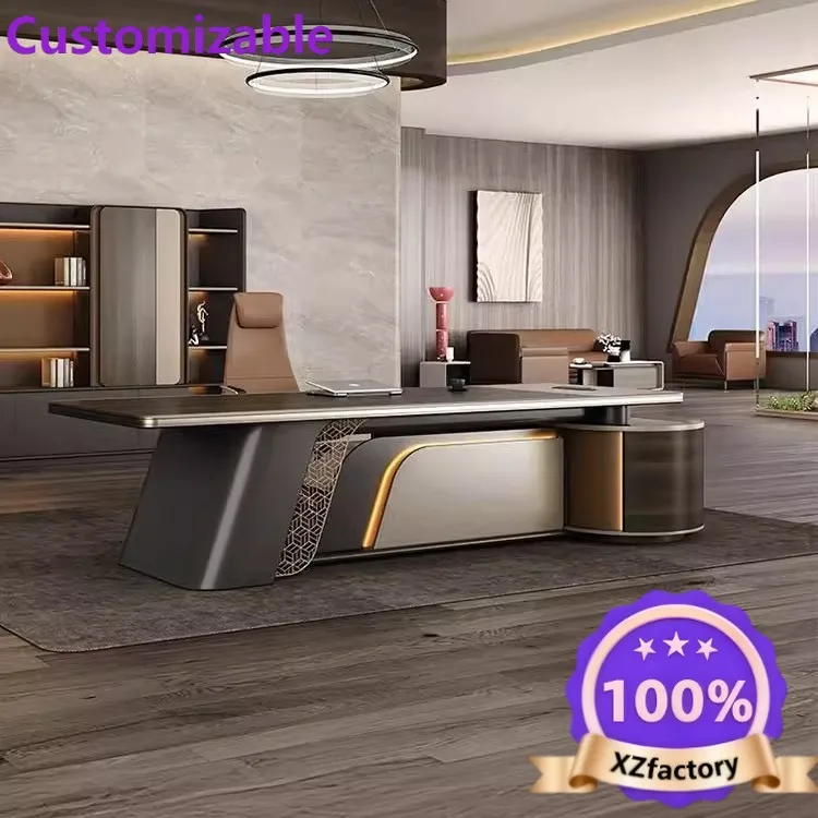 Factory Direct 2026 Desk high-end boss table and chair combination light luxury simple modern chairperson president creative cla