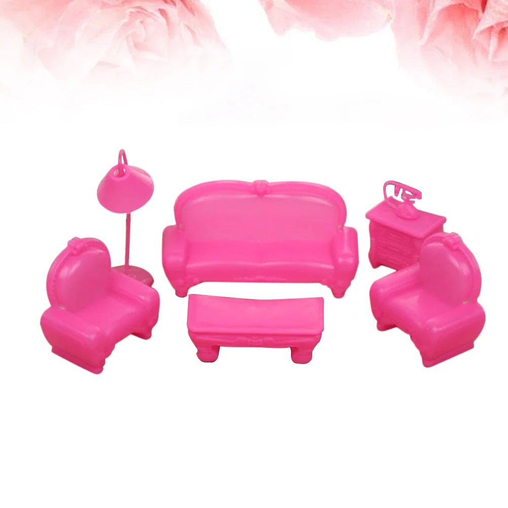 Accessories Plastic Sofa Lamps Table Cabinet Bedroom Furniture Accessories for Kids Girl Birthday Gift Toy(Sofa set of 7