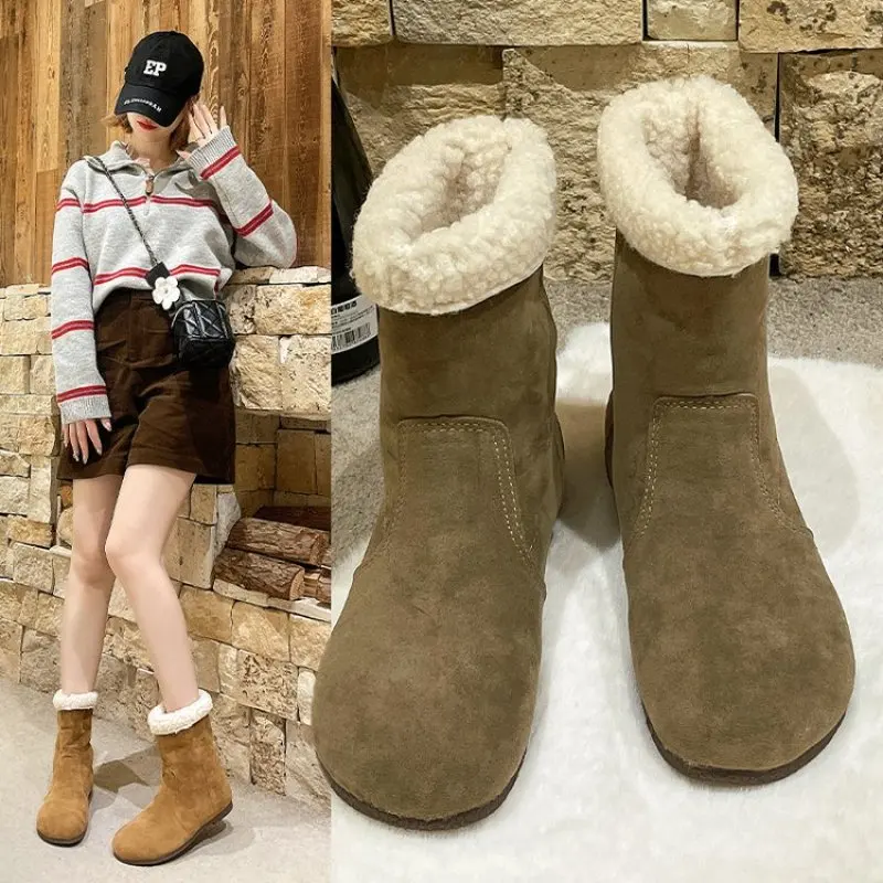 

2024 NEW Thick Bottom Warm Shoes Women Boots Winter Plush Lining Lightweight High Quality Fashion Snow Boots Female comfort