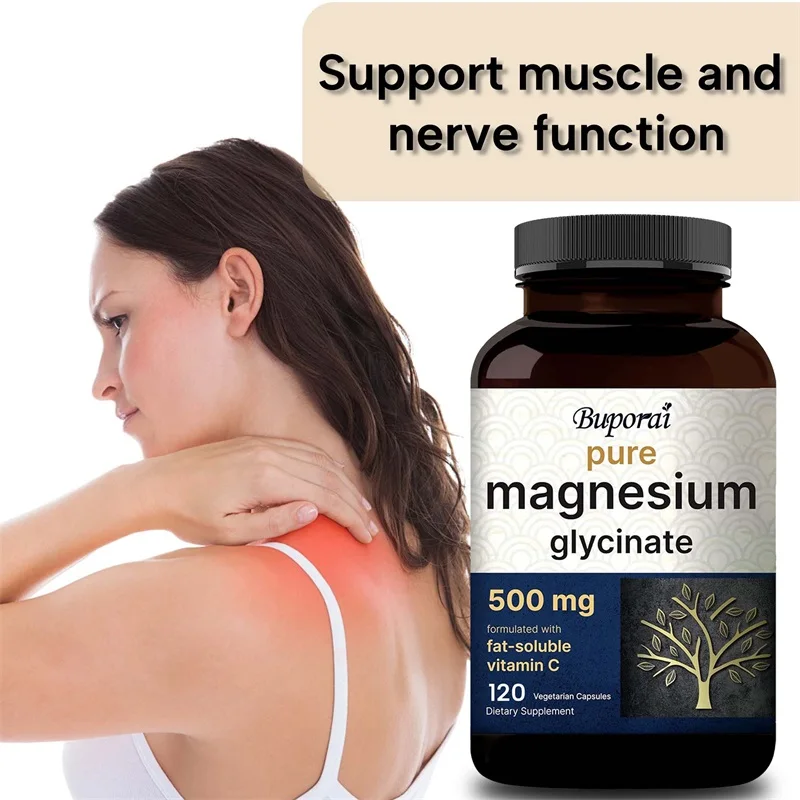 

Magnesium Glycinate Capsules 500mg - Promotes Natural Sleep, Reduces Stress and Anxiety, Magnesium Vitamin Supports Bone Health