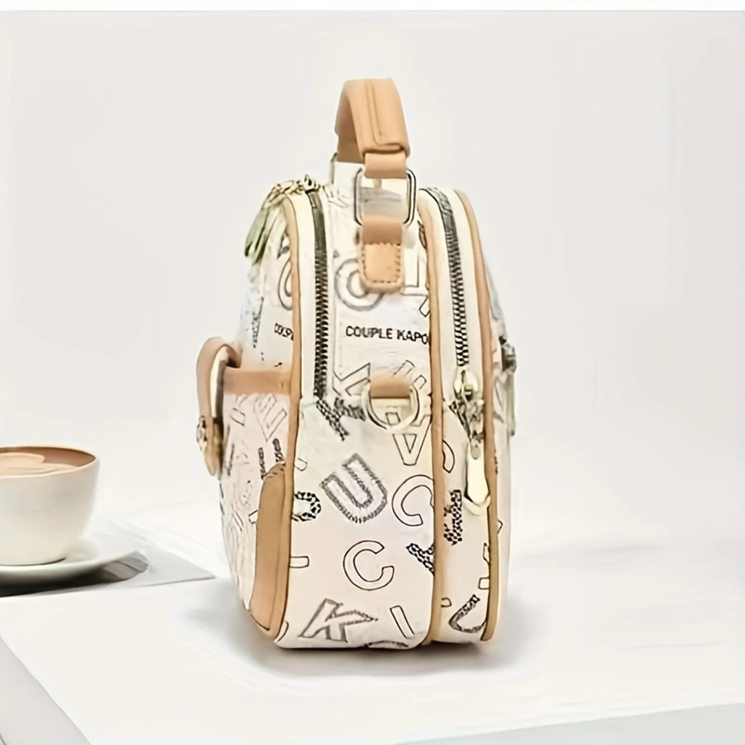 Multi-layer Round Crossbody Bag with Adjustable Wide Strap - Chic PU Leather Shoulder Purse for Women