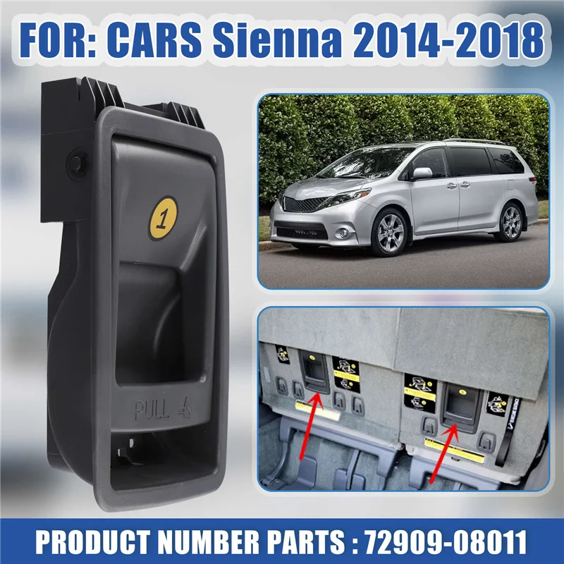 

NEW-Car Third Row Folding Seat Latch Release Handle Back Seat Switch 72909-08011 For Toyota Sienna 2014-2018 Grey