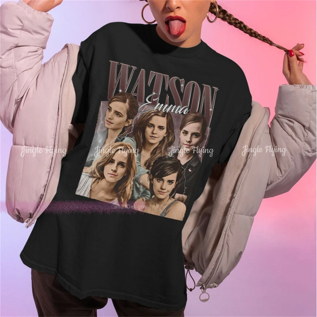 Emma Watson Shirt Cool Retro Rock Poster Tshirt 70s 80s 90s Rocker Design Style Tee