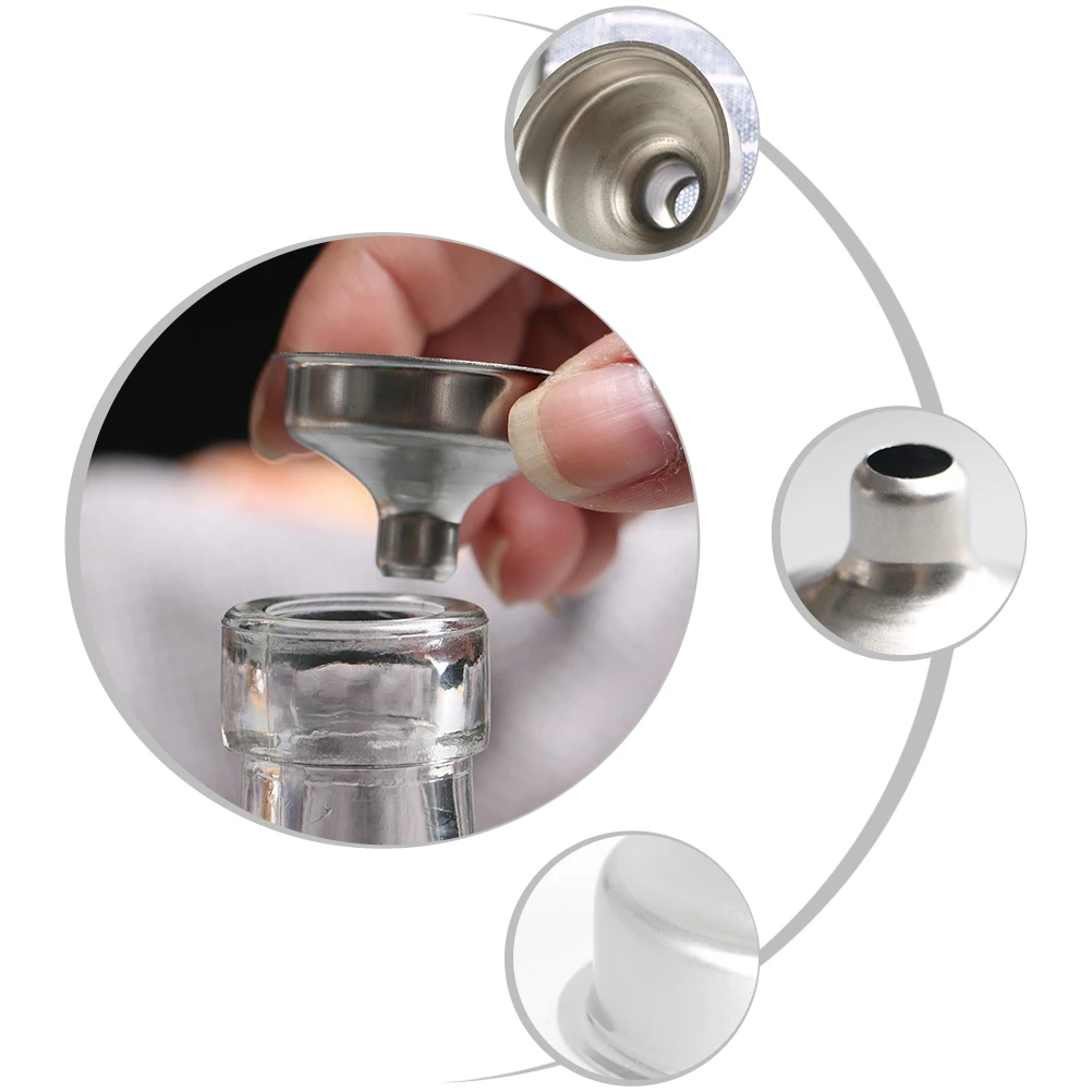 

10pcs Portable Stainless Steel Funnels Mini Funnel For Oil Vinegar Transferring Multi-Purpose Liquid Dispensing