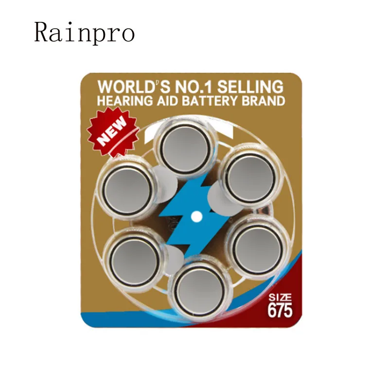 6 buah/lot A675 baterai alat bantu dengar a675 675 PR44 S675A AG13 tombol udara seng 1.45V
