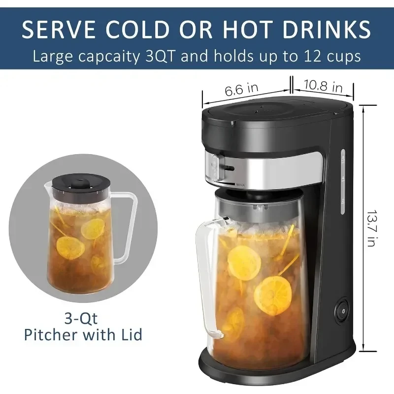 Macchina per il tè freddo Wirsh, macchina per il caffè freddo con controllo della concentrazione e filtro riutilizzabile, perfetta per caffè freddo, latte, tè