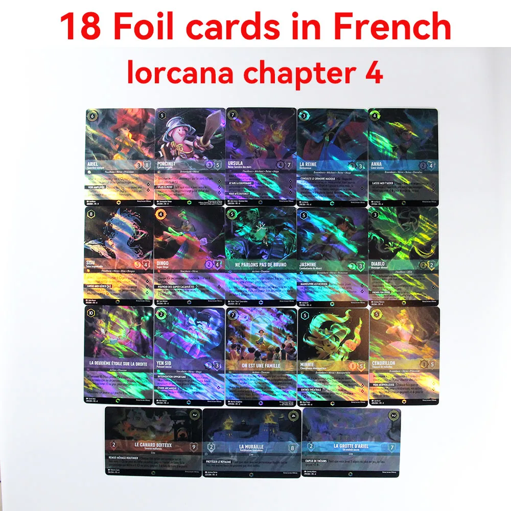 Lorcana Proxy French Chapter 4  Foil High Quality ursula  anna diablo jasmine dingo sisu minnie ariel cendrillon TCG Game Cards