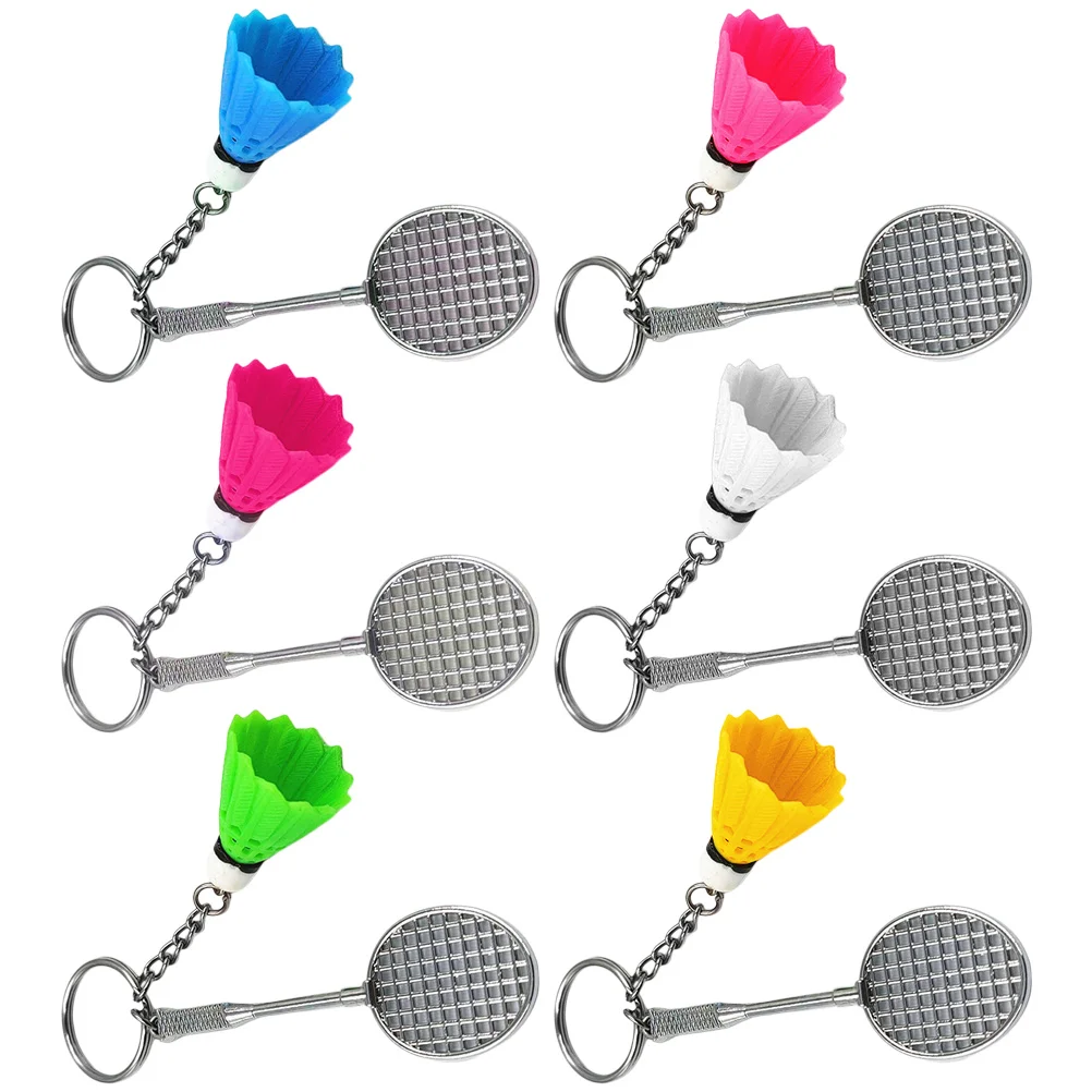 6 Pcs Badminton Keychain Pendant Keyrings of The Lid Sports Keychains Pendants Shuttlecocks Backpack Hanging Decorative