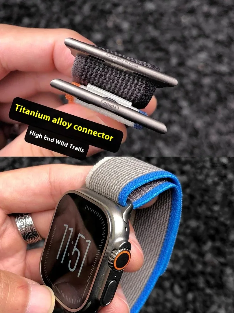 Kaker Storm Premium Applicable to Apple Watch iwatch Strap Ultra Wild Path Titanium Alloy Connector 49