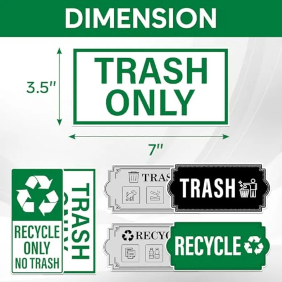 Pack 6 Pcs Recycle and Trash Sticker for Trash Cans Garbage Bins Recycling Bin Labels Waste Signs Indoor Outdoor Home Offices B