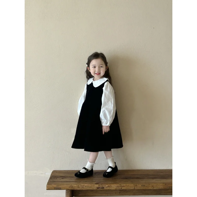 

2025Autumn New Children's Clothing Children's Clothing Girls Princess Style Velvet Tank Top Puffy Princess Dress