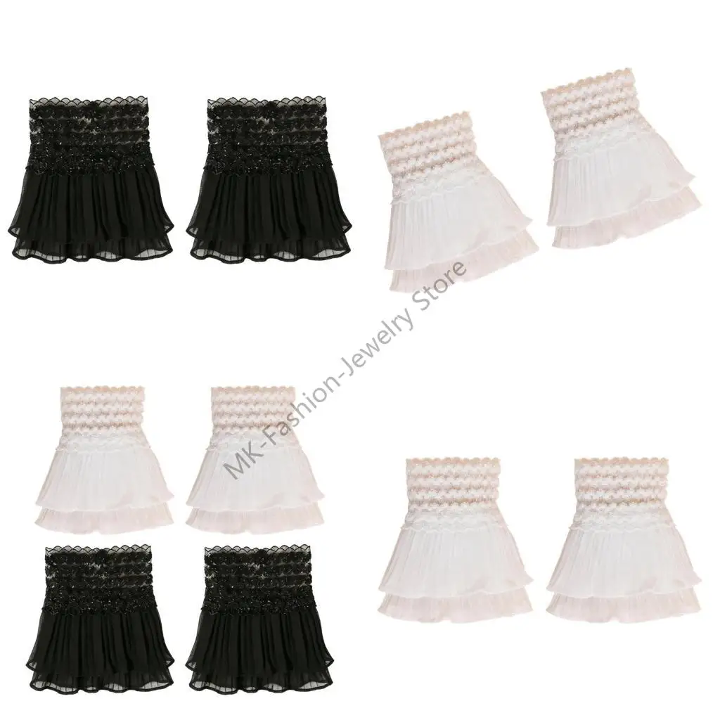 

Q6PF Fashionable Elastic Bracelet Wrist Cuff With Layered Frills Costume Accessory For Easy Wear And Quick Outfit Changes