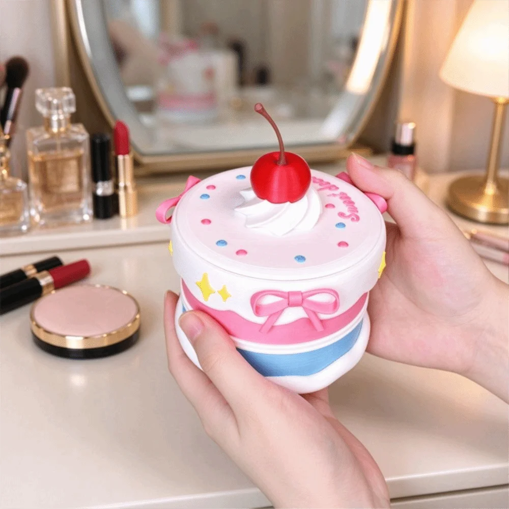 Cartoon Cake Shaped Jewelry Box Multi-Layer Compartment Multi Grid Jewelry Organizer Dustproof Desktop Storage Tube Box