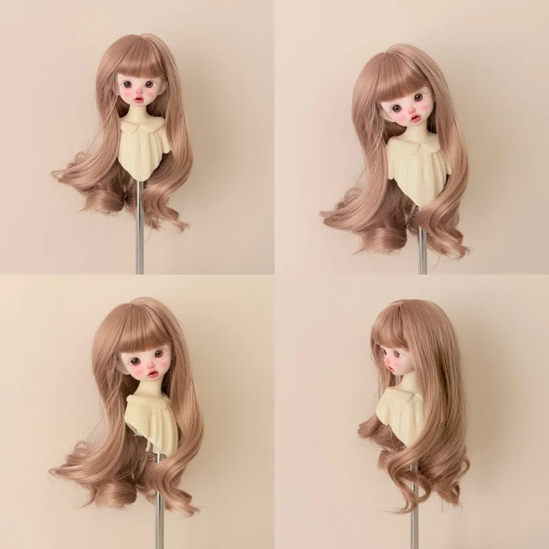 1/3, 1/4, 1/6 BJD Doll Wig Big Wavy Bangs Long Curly Hair 2D Doll Hair Cute Dress Up Wig Accessories DIY Changing Doll Wig