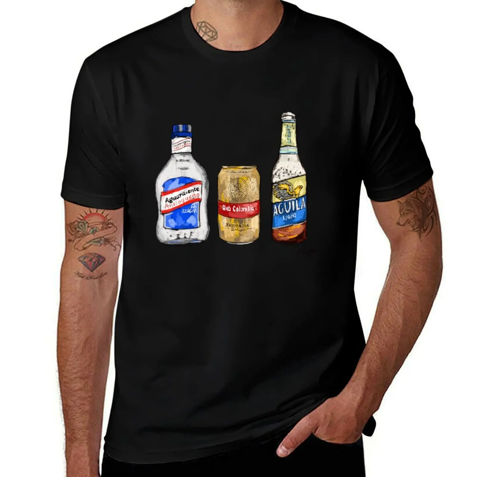 Футболка Club Colombia, Beer, Colombian Beer, Dorada, Aguardiente, Aguila, повседневная, с коротким рукавом
