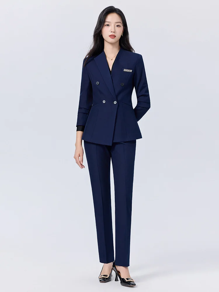Autumn and winter professional women's suits, elegant workwear for commuting, interviews, hotel reception, and jewelry store uni