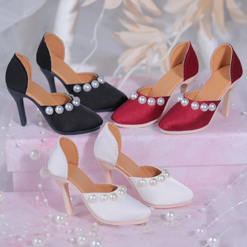 

BJD doll shoes for 1/3 size bjd doll shoes high heel white pearl shoes black fashion trend 1/3 size shoes doll accessories