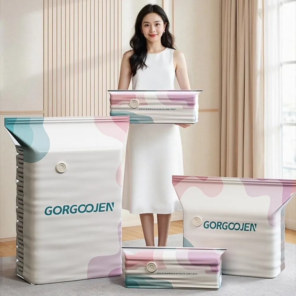 New Pump-Free Vacuum Storage Bags Plastic Large Size Clothes Storage Bags Reusable Space Saver Compression Bags for Blankets