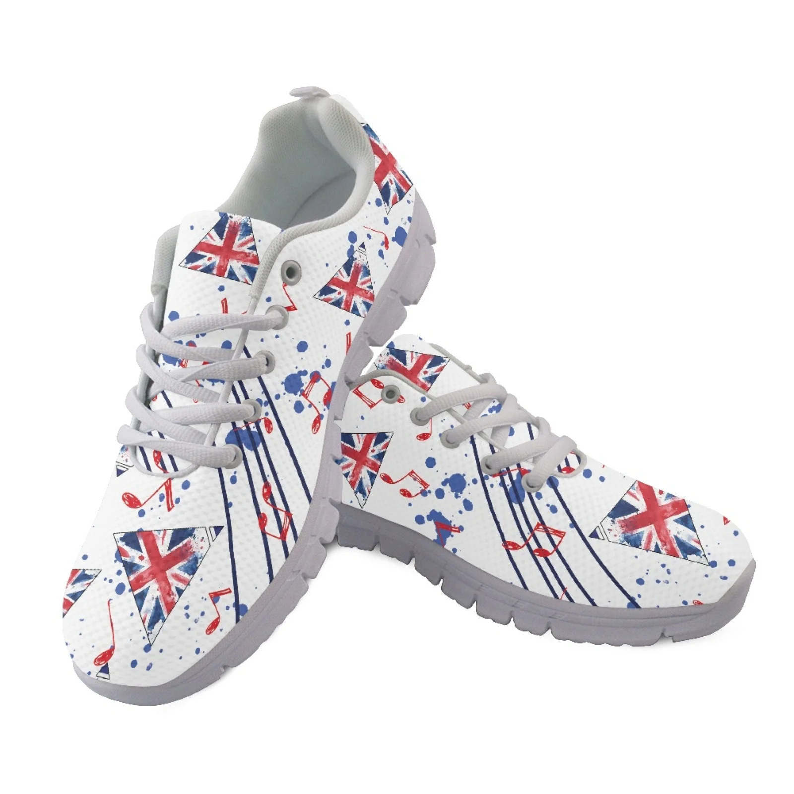 Coloranimal Union Jack Guitar Comfortable Athletic Trainers for Womens Mesh & EVA Sole Mens Athletic Sneakers for Hiking