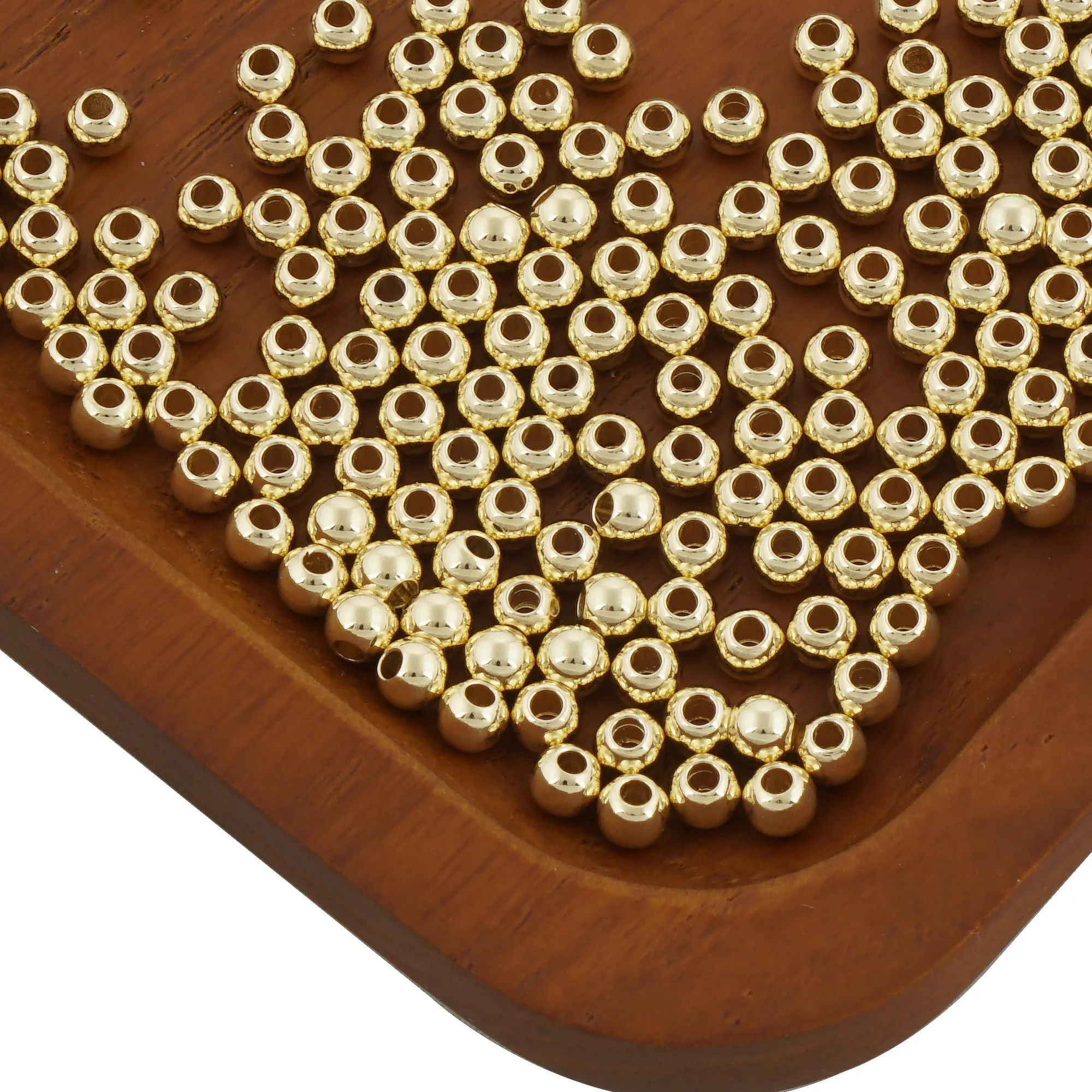 50pcs Gold Filled Ball Spacer Beads For Bracelet Jewelry Making,Multi Sizes,2-6mm,Wholesale-104029