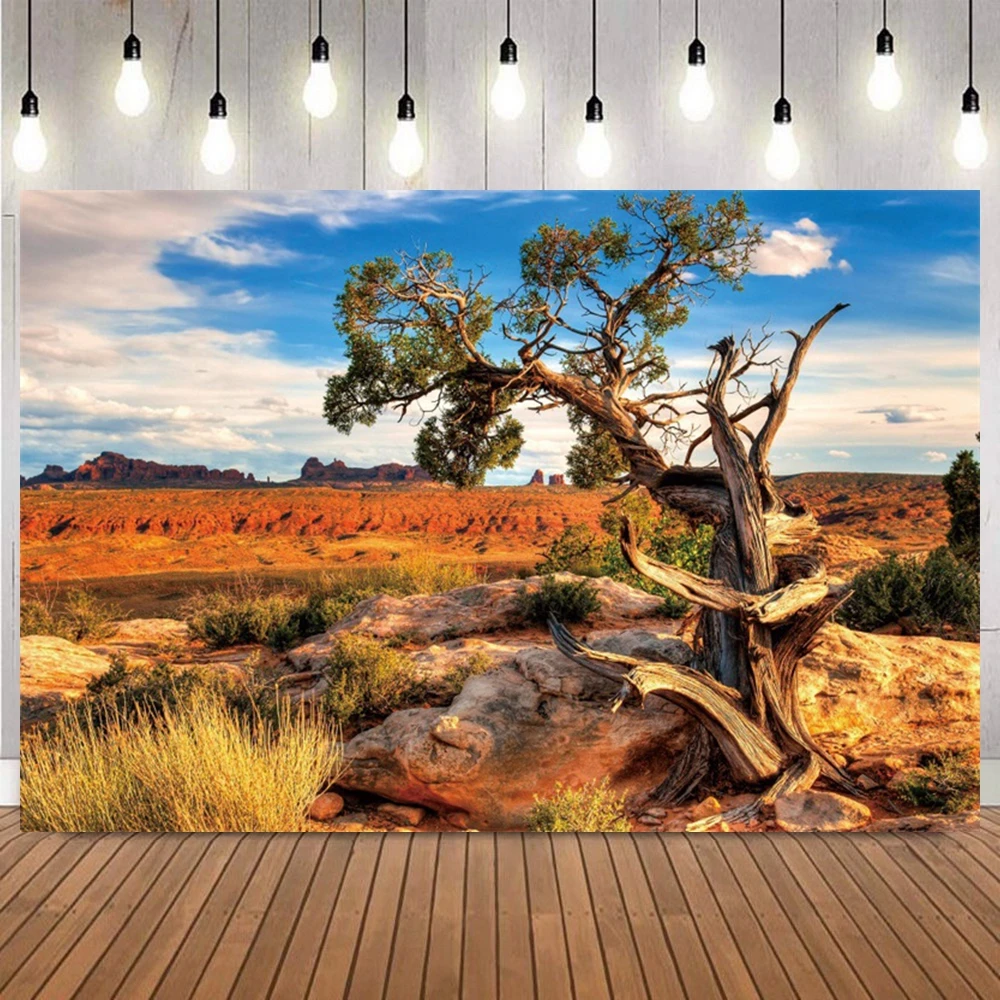 

Western Desert Backdrop Photography Dead Wood Natural Landscape Room Decor Portrait Photo Background Studio Props