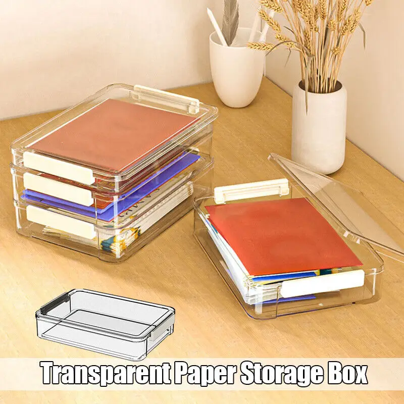 A4 Document Storage Box Desktop Office Test Paper Storage Printing Paper Box Case Paper File Folder Transparent File Organizer