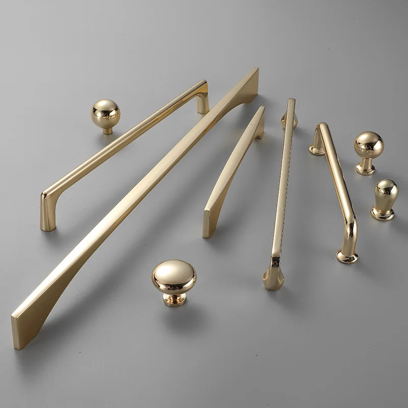 KK&FING Zinc Alloy Bright Gold Kitchen Cabinet   Door Handle Modern Cabinet Knobs Furniture Drawer Pulls Handles Home Hardware