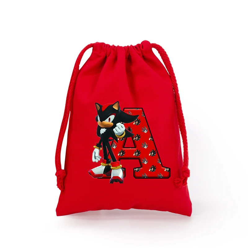 Sonics Children Drawstring Bags Cartoon Game Letter A-Z Printed Cookies Candy Storage Bag Fashion Wedding Jewelry Gift Bag New