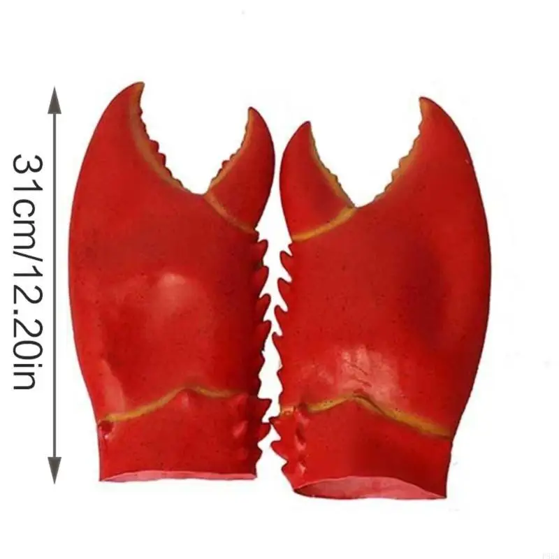 P88A زي الهالوين، قفازات مخالب مضحكة، دعائم يدوية، فستان الحفلات، مخالب، مهرجان جراد البحر، قفازات كماشة باللون الأحمر