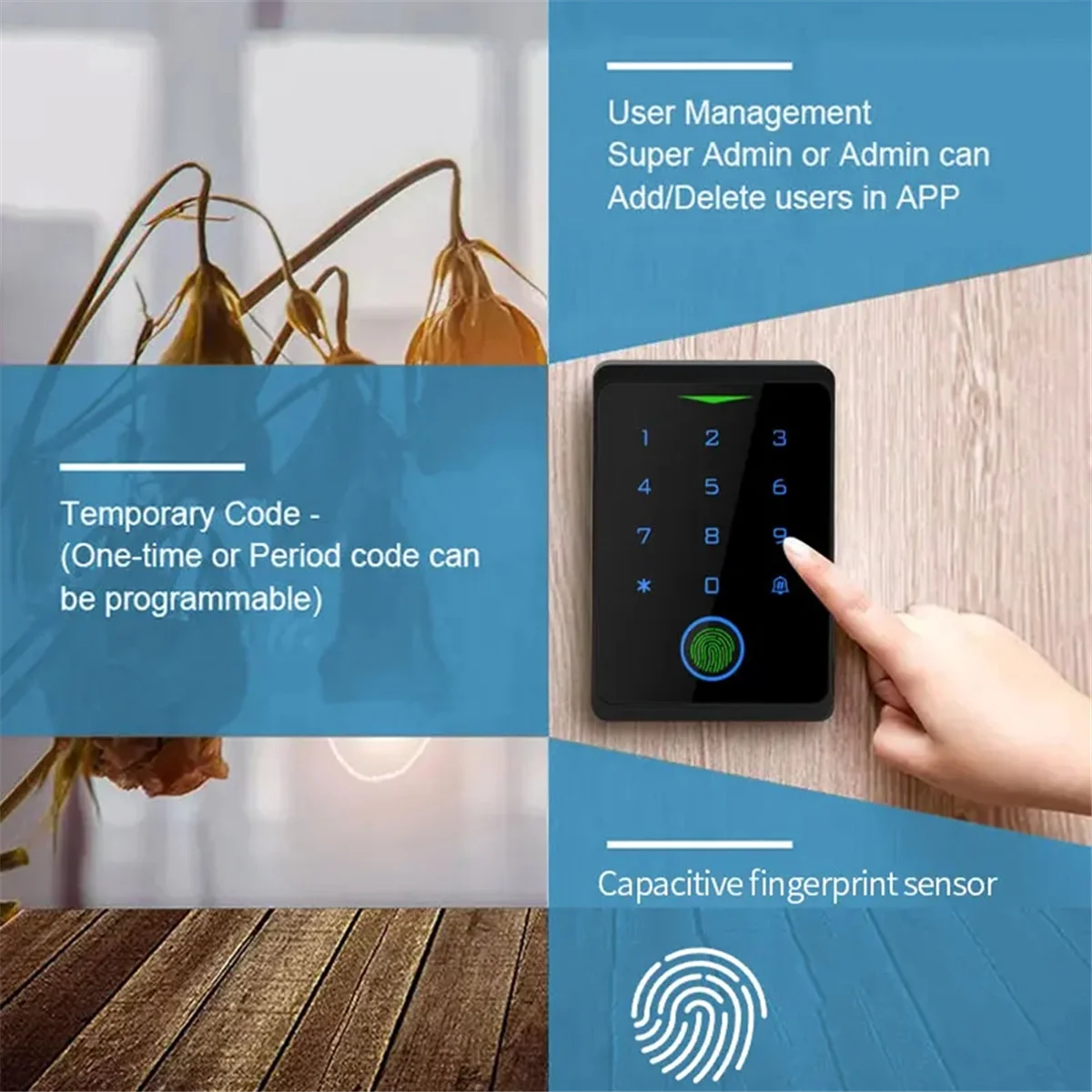 A93P Tuya APP Door Lock IP66 Waterproof Keyless Biometric WIFI Access Control Standalone Keypad Fingerprint RFID