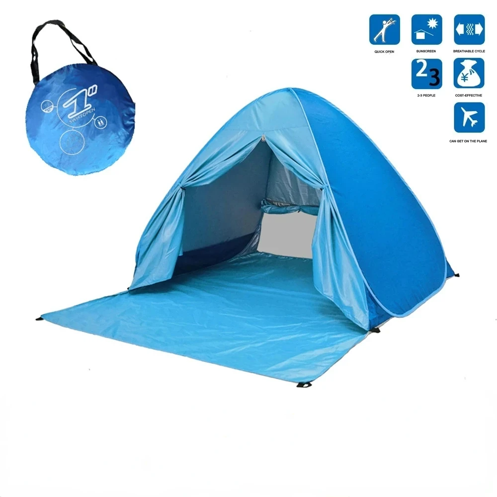 Imagem -02 - Dobrável Full Shade Praia Tenda Abertura Automática Anti-ultravioleta Pop up Tent Viagem Camping 165x150x110cm