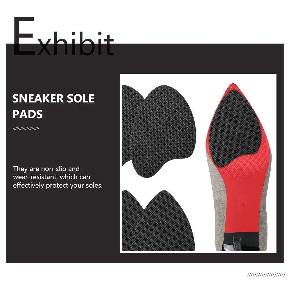 4Pairs High Heel Non-Slip Pads Premium Sole Stickers for Flat Shoes Sneakers Anti-Skid Shoe Sole Protectors Wear-Resistant Shoe