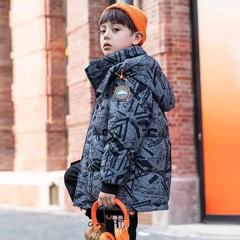 

2025 New Children Parka Kids Winter Down Cotton Jacket Snowsuit Clothing Big Boy Warm Coat Thicken Outerwear Toddler Clothes