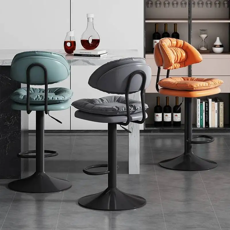 Czarny luksusowy stołek barowy obrotowy wysokiej jakości stołek barowy wodoodporny obrotowy Sillas Para Barra De Cocina Meble