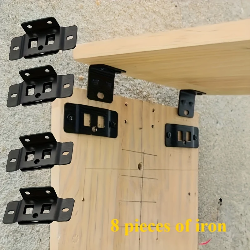4 Sets 2-in-1 Metal Fixing Clips, L-shaped 90° Furniture Right Angle Connectors, Thickened Hardware Brackets, Easy to Install