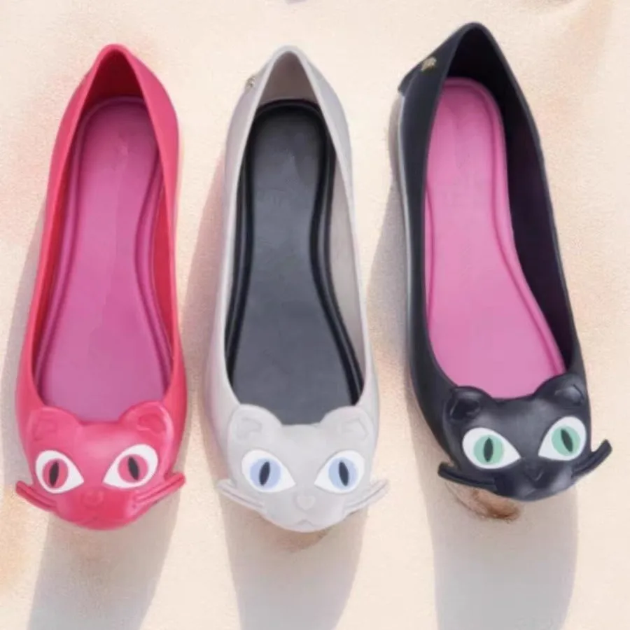 Ladies Kitty Jelly shoes Fashion flat casual single shoe slip-on fish mouth sandals