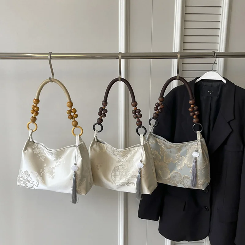 

Chinese Style Embroidered Shoulder Bag Women Vintage Floral Handbag Retro Hanfu Cheongsam Purse Elegant Gift for Party Travel