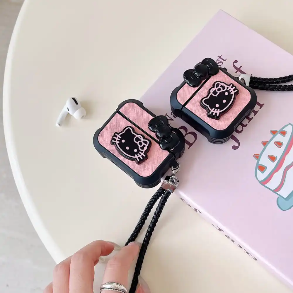 イヤホン用の素敵な保護ケース,1, 2, 3プロ,漫画のキャラクター,イヤホン用,ストラップ付き,ハローキティ,柔らかくてかわいい,特別オファー
