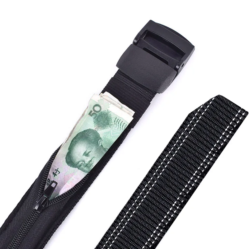 120cm Travel Cash Anti Theft Waist Belts Plastic Buckle Multifunction Hidden Money Waist Packs Men Women Wallet Strap Bag