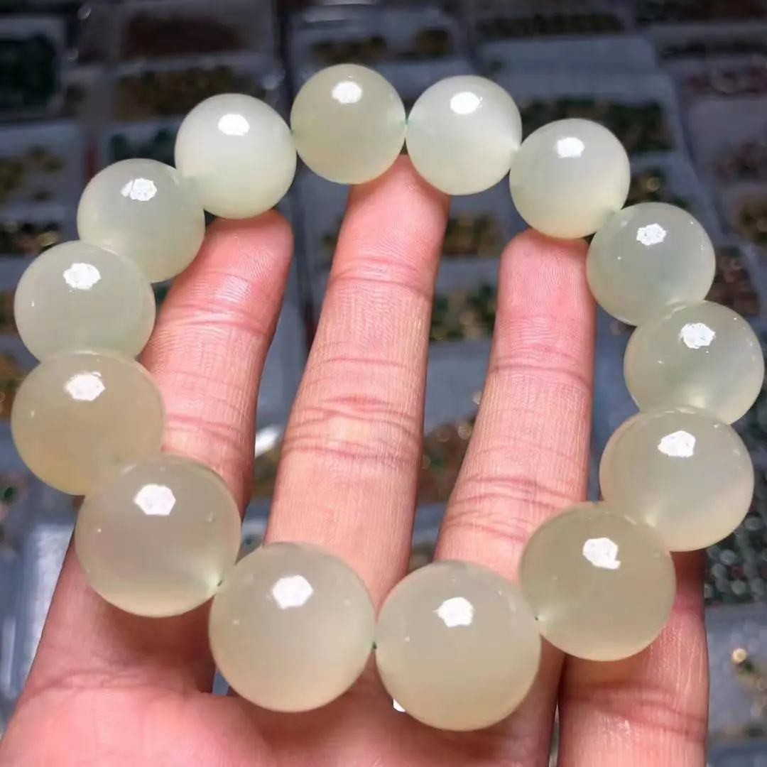Naturalne kocie oko lodu bransoletka z żadu mężczyźni kobiety uzdrowienie kamień biżuteria prawdziwe afganistan Jades koralik elastyczne zroszony Amulet bransoletki